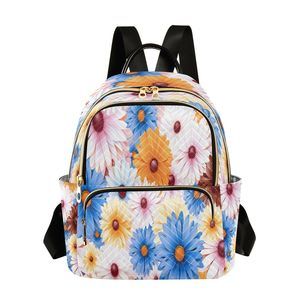 Fashion Backpack Mini Backpack Purse Casual Daily Backpack Blue Yellow Daisy🖖